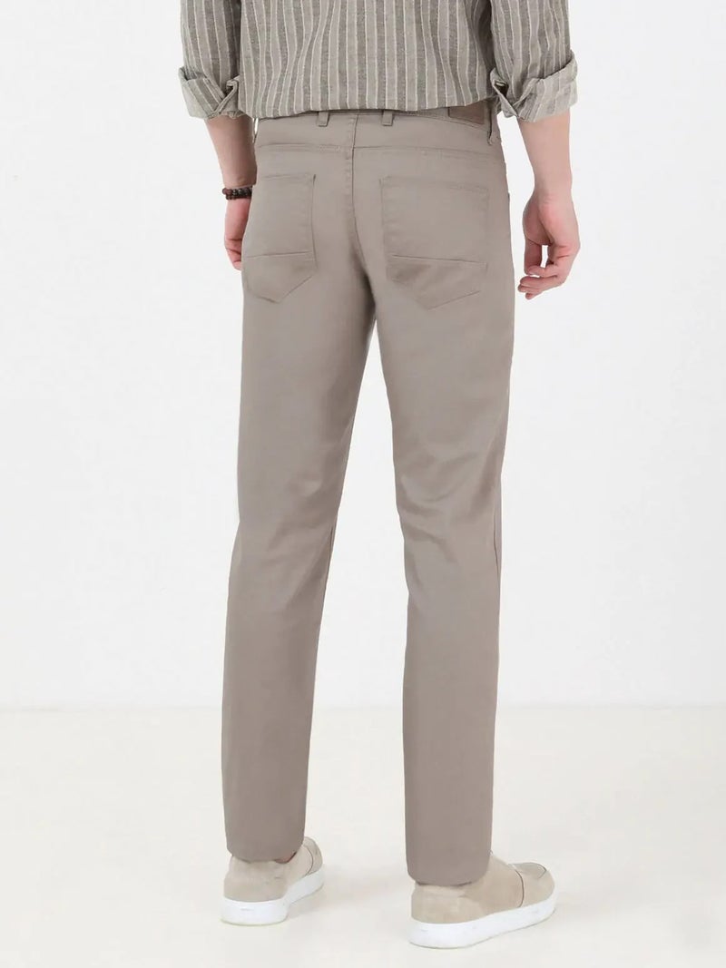 Kip Khaki Weaving Regular Fit Casual Cotton Blended Trousers - Image 5